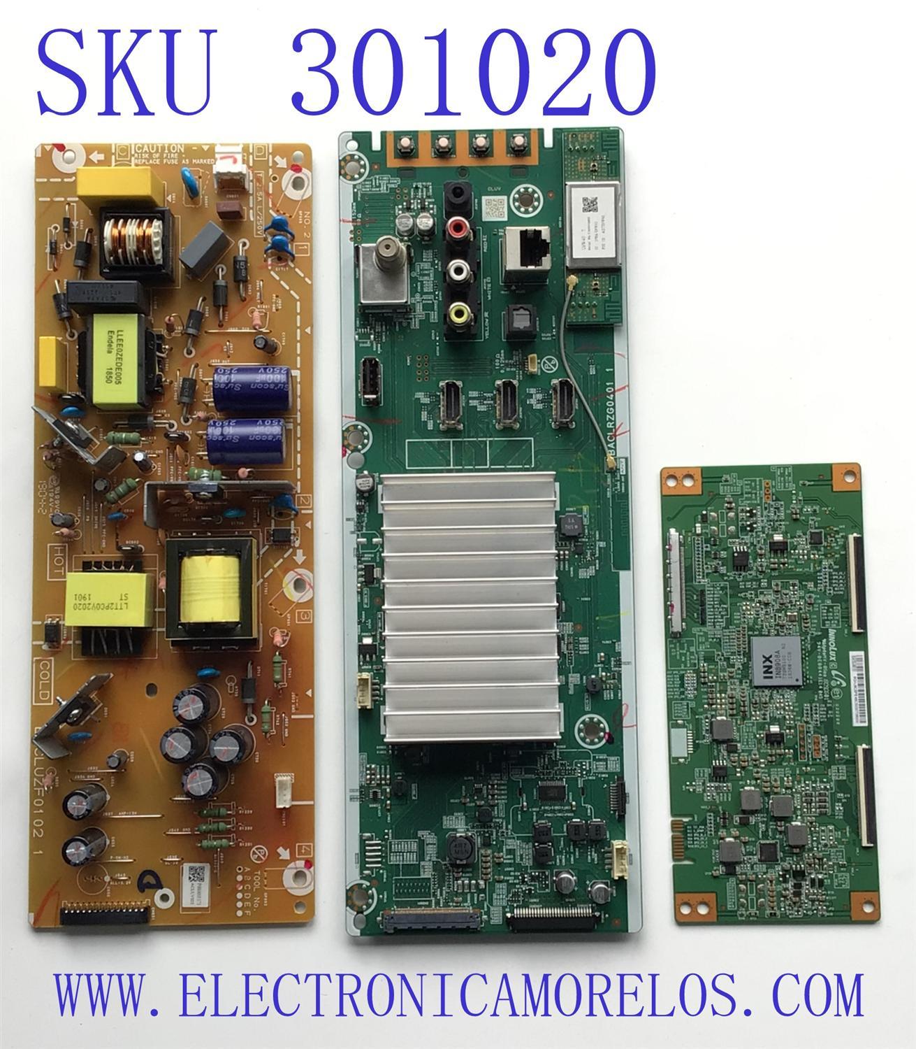 KIT DE TARJETAS PARA TV PHILIPS / MAIN ACLUVUT-50UX / BACLRZG0401 1 / FUENTE ACLUV021 / BACLUZF0102 1 / P000003171 / T-CON EATDJ6E13 / 0E88441E14 / PANEL UCAU4XT / MODELO 50PFL5604/F7	